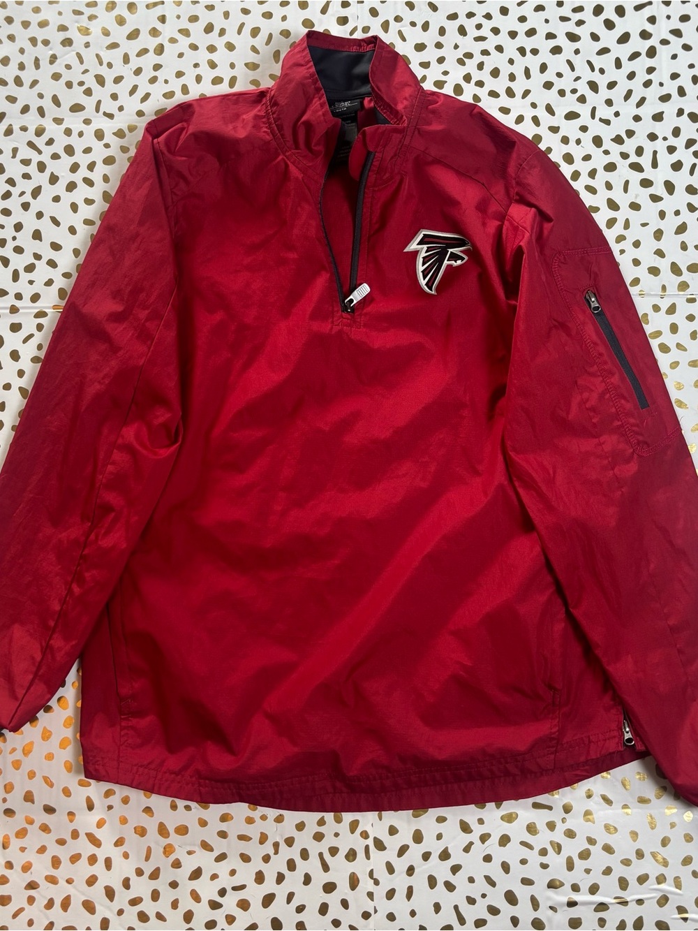 NFL Red Quarter-Zip Windbreaker with Team Patch